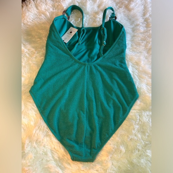Shade & Shore Turquoise Textured Swimsuit - Picture 7 of 11
